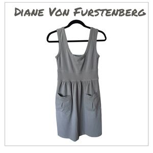 Diane Von Furstenberg Gray Pleated Sundress